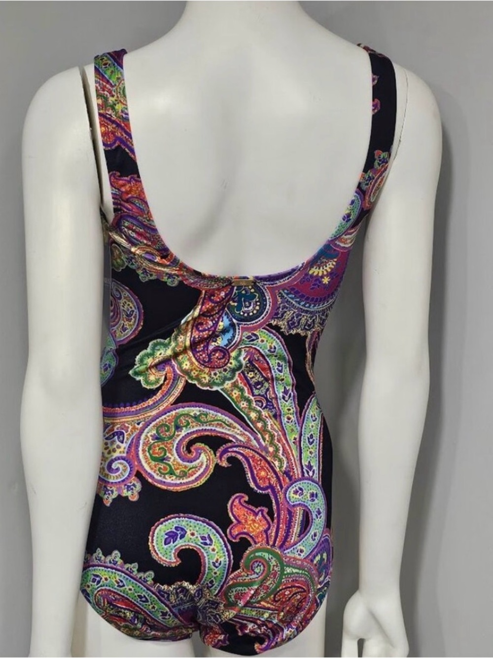 Lauren Ralph Lauren black Bordado Paisley Ruched One-Piece Swimsuit 14 NWT - Picture 11 of 15